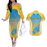 Personalised Vanuatu Sanma Day Couples Matching Off The Shoulder Long Sleeve Dress and Hawaiian Shirt Special Style - Polynesian Pride