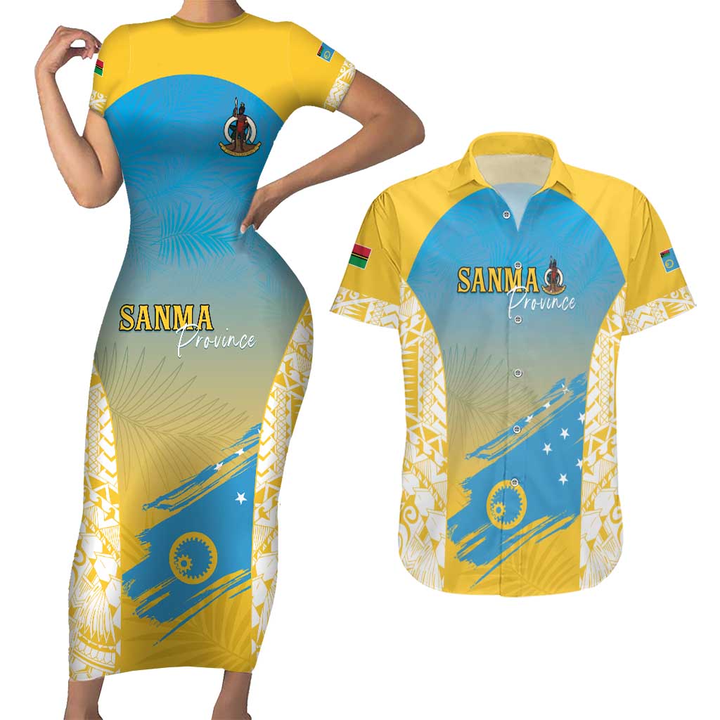 Personalised Vanuatu Sanma Day Couples Matching Short Sleeve Bodycon Dress and Hawaiian Shirt Special Style - Polynesian Pride