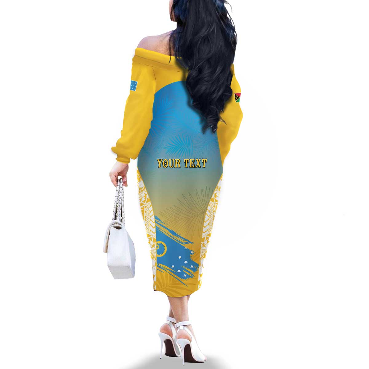 Personalised Vanuatu Sanma Day Family Matching Off The Shoulder Long Sleeve Dress and Hawaiian Shirt Special Style - Polynesian Pride