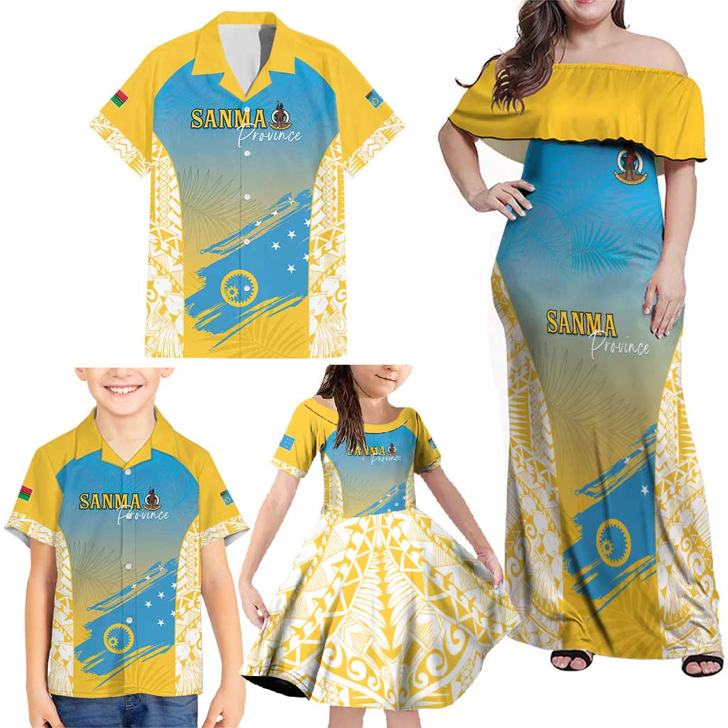 Personalised Vanuatu Sanma Day Family Matching Off Shoulder Maxi Dress and Hawaiian Shirt Special Style - Polynesian Pride