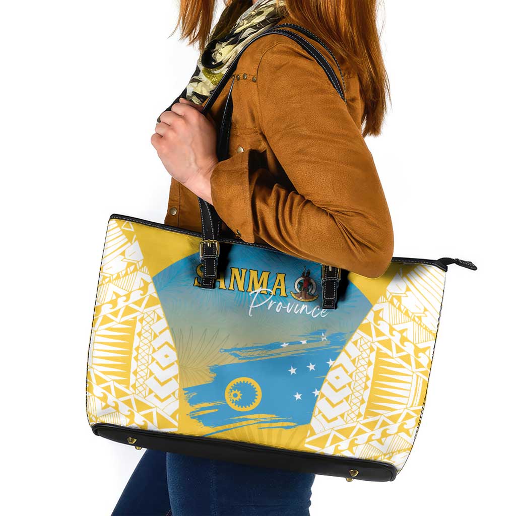 Vanuatu Sanma Day Leather Tote Bag Special Style - Polynesian Pride