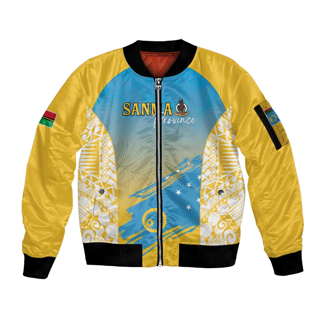 Personalised Vanuatu Sanma Day Sleeve Zip Bomber Jacket Special Style - Polynesian Pride