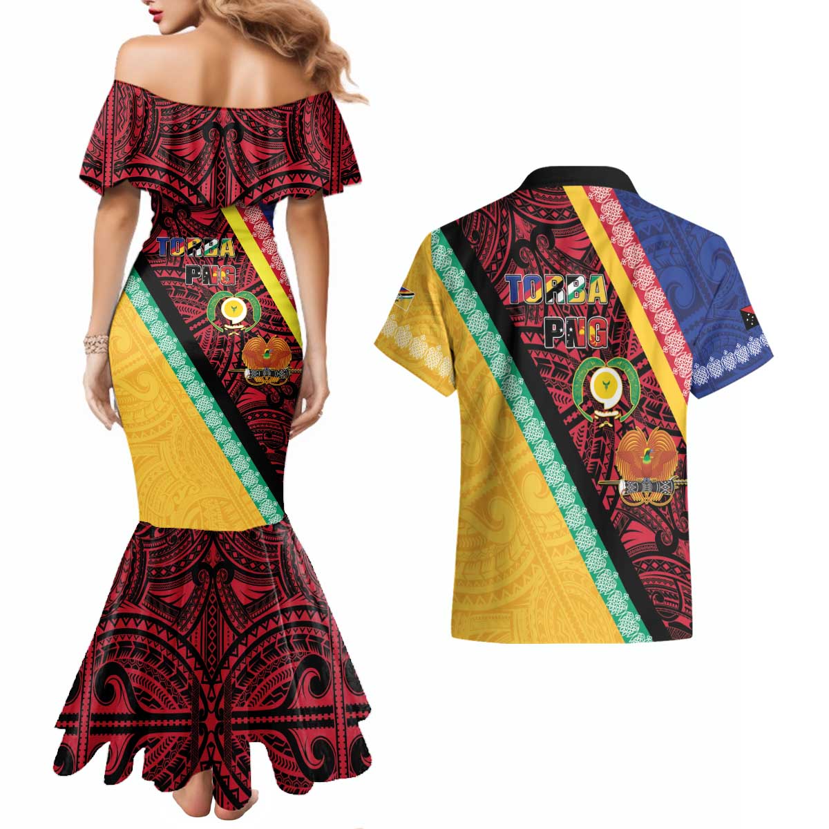 Love Torba PNG Day Couples Matching Mermaid Dress and Hawaiian Shirt Together We Grow - Polynesian Pride