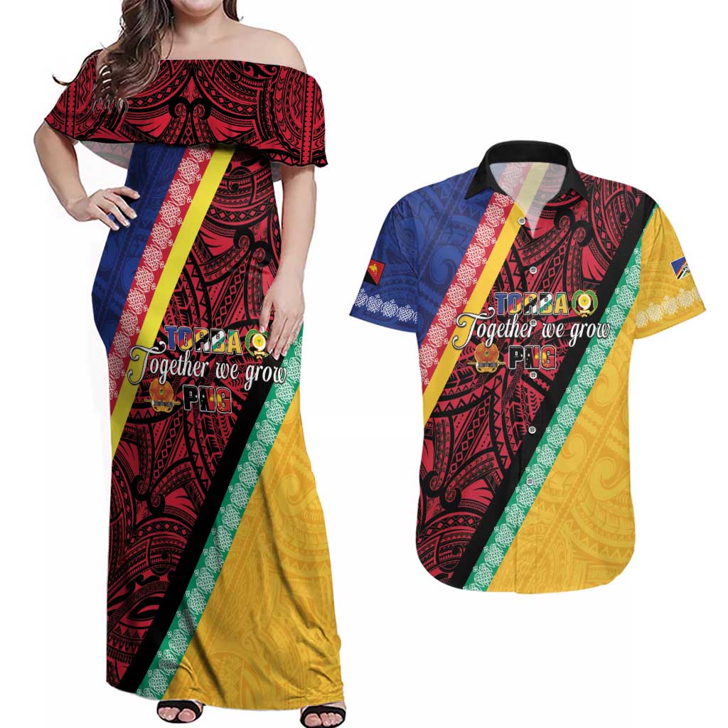 Love Torba PNG Day Couples Matching Off Shoulder Maxi Dress and Hawaiian Shirt Together We Grow - Polynesian Pride