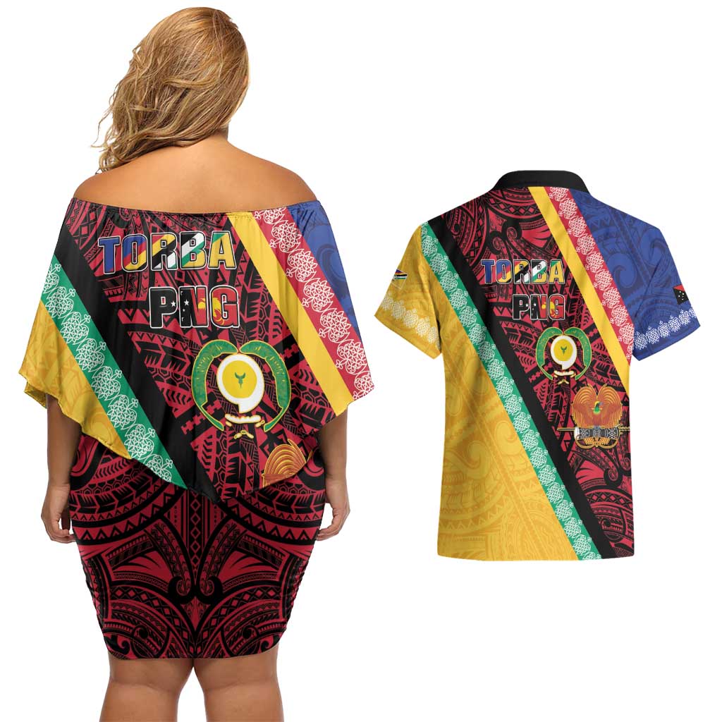 Love Torba PNG Day Couples Matching Off Shoulder Short Dress and Hawaiian Shirt Together We Grow - Polynesian Pride