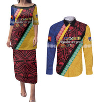 Love Torba PNG Day Couples Matching Puletasi and Long Sleeve Button Shirt Together We Grow LT05 Colorful - Polynesian Pride