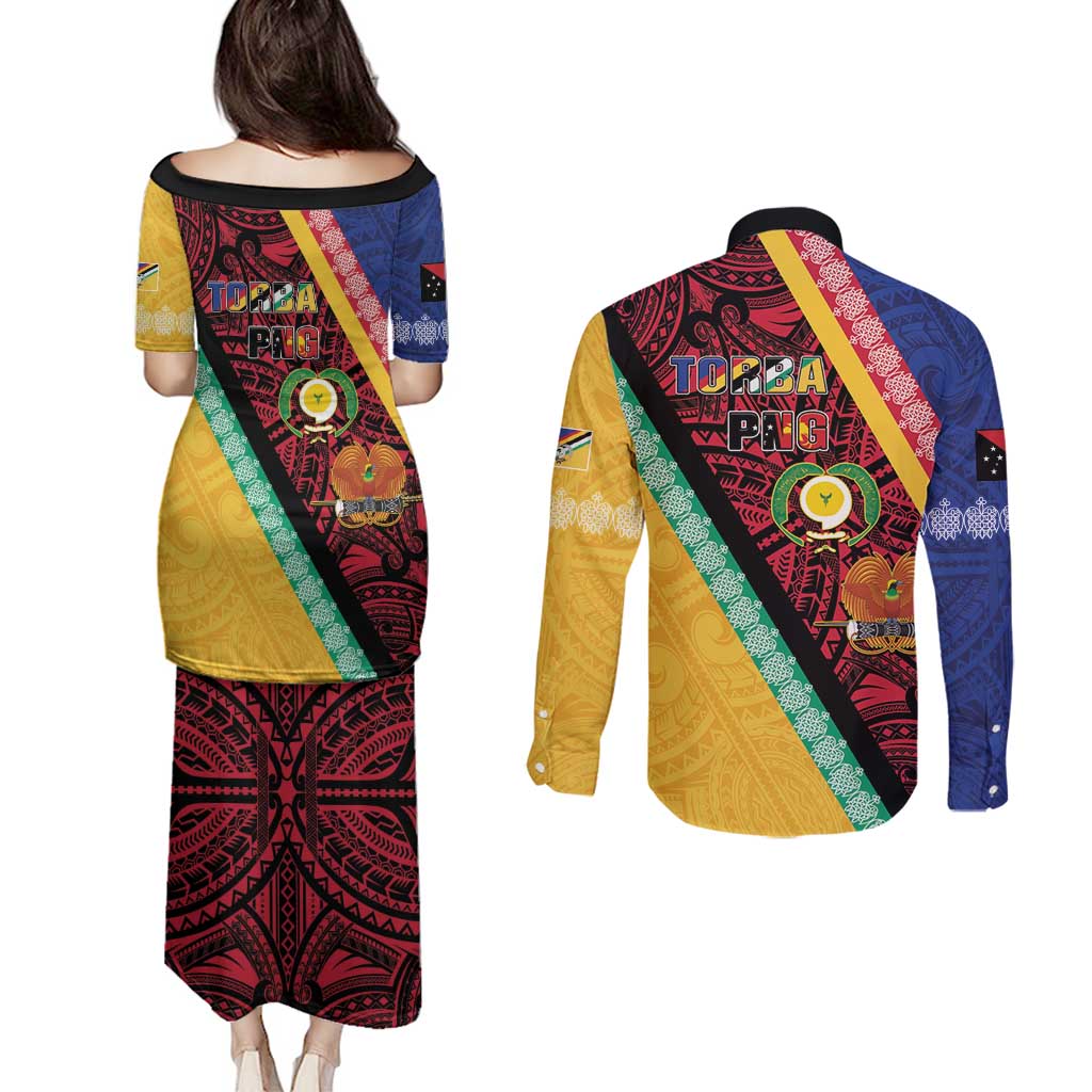 Love Torba PNG Day Couples Matching Puletasi and Long Sleeve Button Shirt Together We Grow LT05 - Polynesian Pride