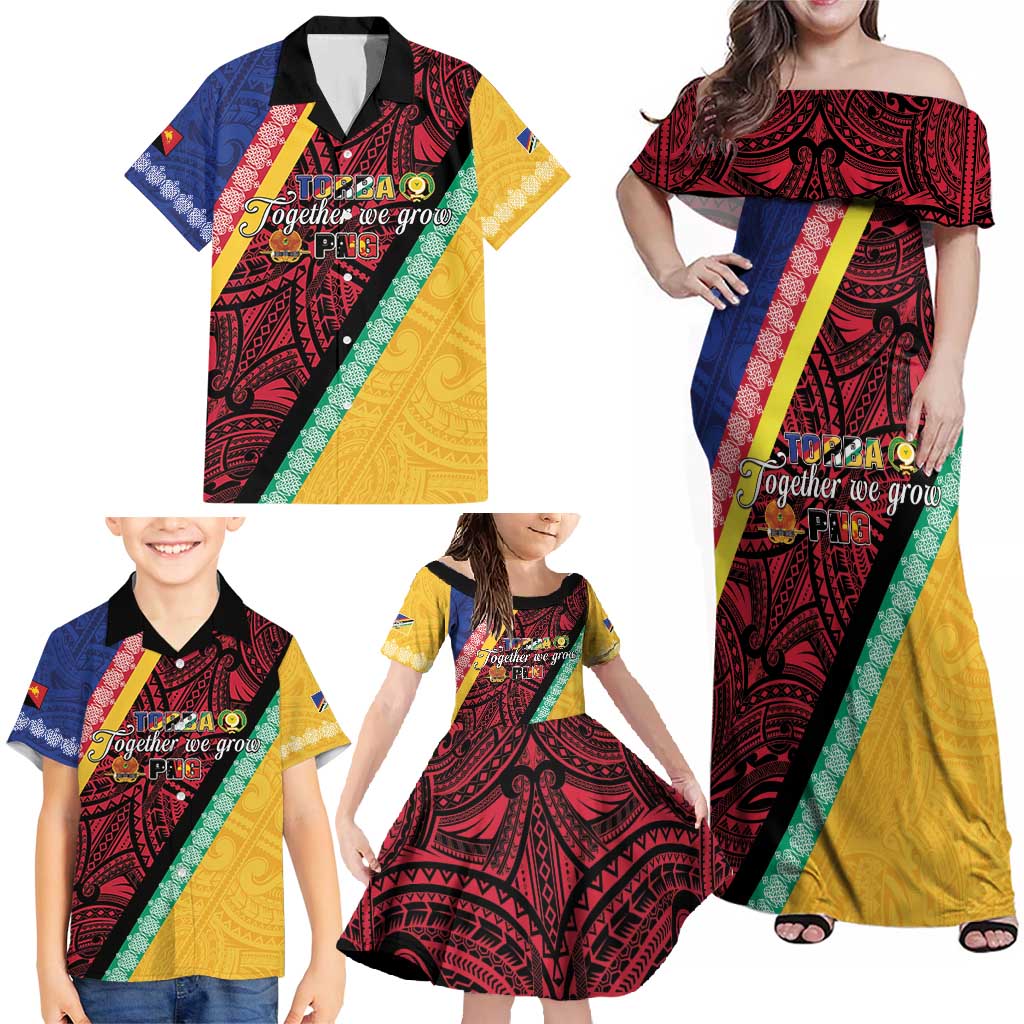 Love Torba PNG Day Family Matching Off Shoulder Maxi Dress and Hawaiian Shirt Together We Grow - Polynesian Pride