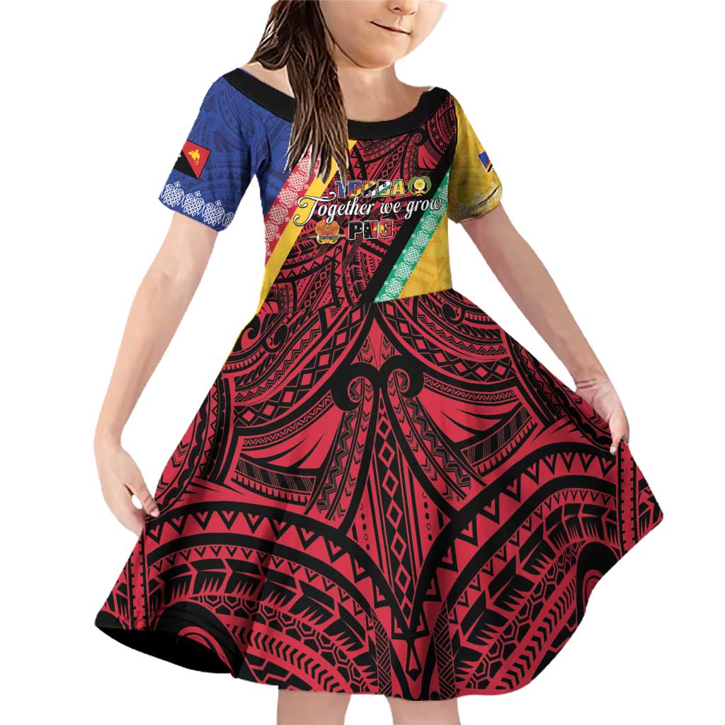 Love Torba PNG Day Family Matching Off Shoulder Short Dress and Hawaiian Shirt Together We Grow - Polynesian Pride