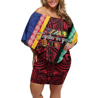 Love Torba PNG Day Family Matching Off Shoulder Short Dress and Hawaiian Shirt Together We Grow - Polynesian Pride