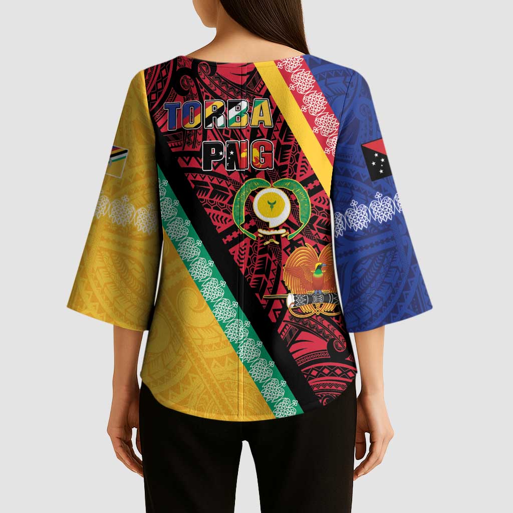 Love Torba PNG Day Kimono Sleeve Blouse Together We Grow - Polynesian Pride