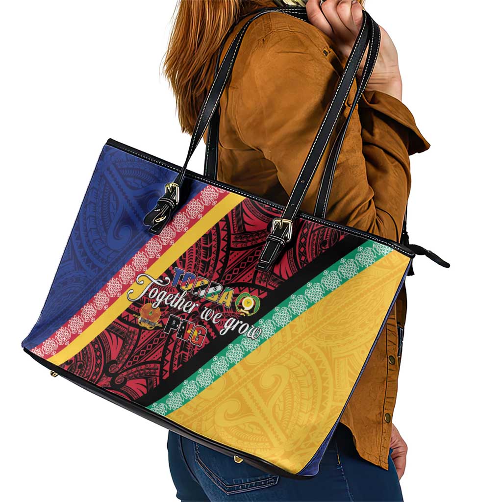 Love Torba PNG Day Leather Tote Bag Together We Grow - Polynesian Pride