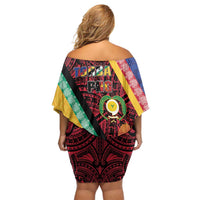 Love Torba PNG Day Off Shoulder Short Dress Together We Grow - Polynesian Pride