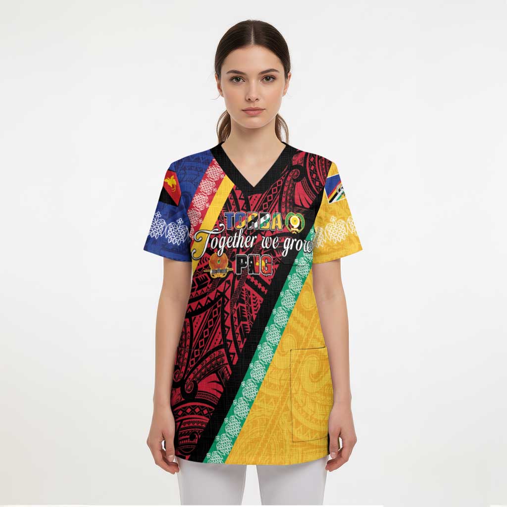 Love Torba PNG Day Scrub Top Together We Grow - Polynesian Pride