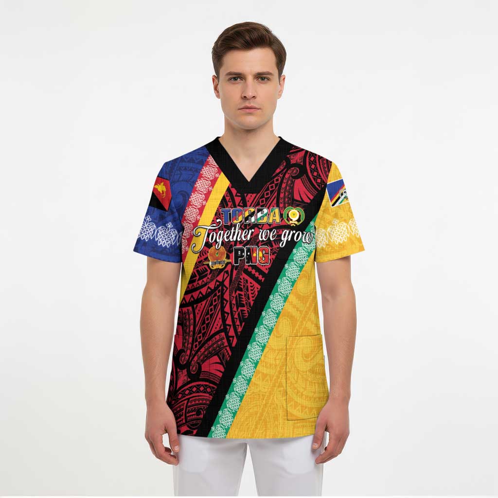 Love Torba PNG Day Scrub Top Together We Grow - Polynesian Pride