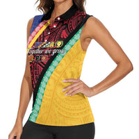 Love Torba PNG Day Women Sleeveless Polo Shirt Together We Grow - Polynesian Pride