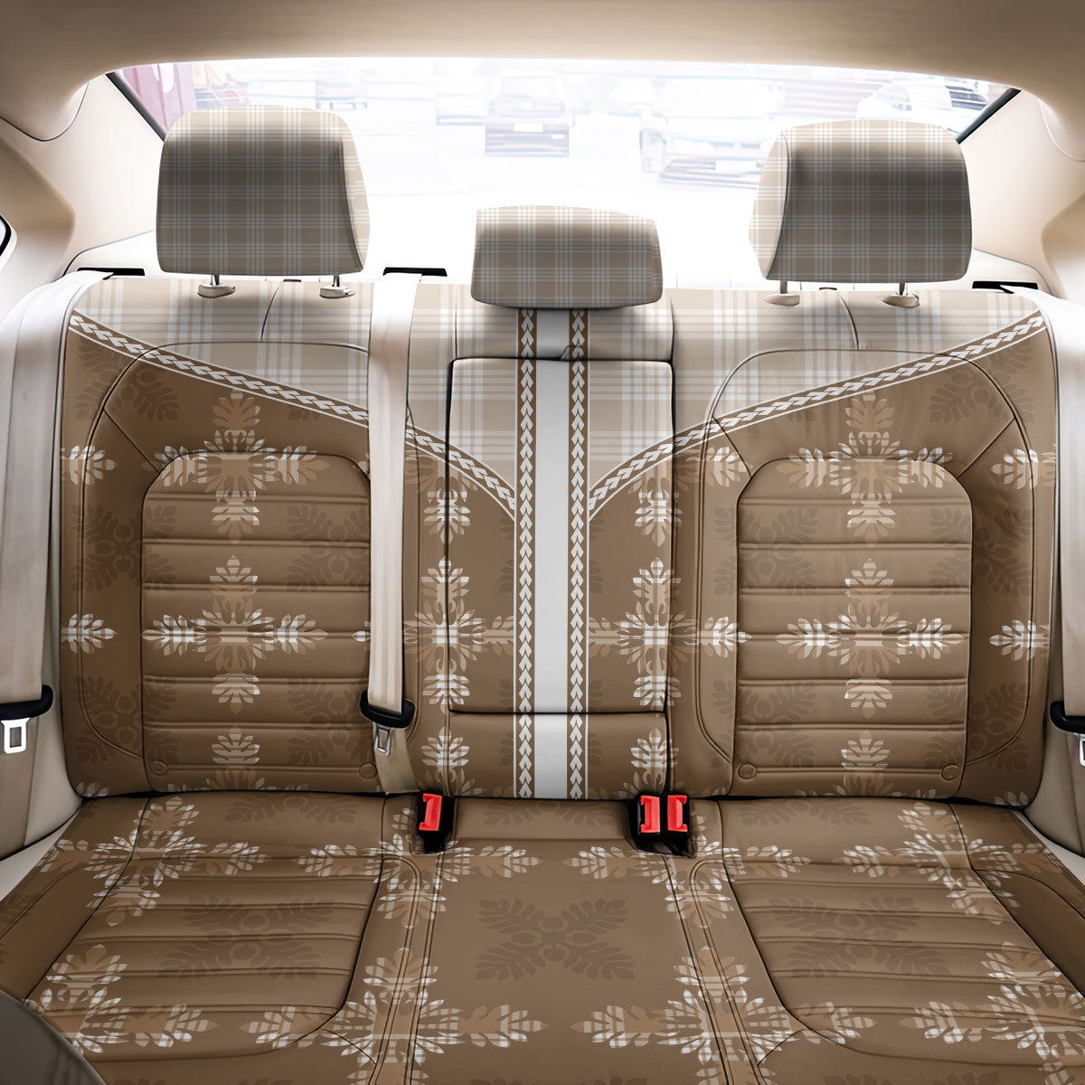 Beige Hawaii Paniolo Quilt Motif Back Car Seat Cover LT05 - Polynesian Pride