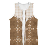 Beige Hawaii Paniolo Quilt Motif Basketball Jersey LT05 Unisex Beige - Polynesian Pride