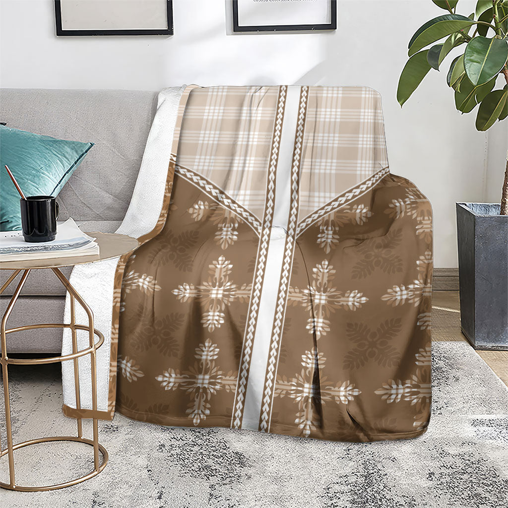 Beige Hawaii Paniolo Quilt Motif Blanket LT05 - Polynesian Pride