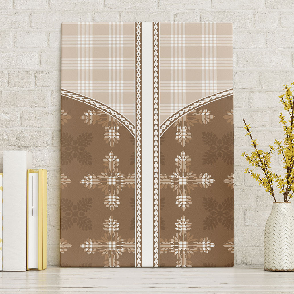 Beige Hawaii Paniolo Quilt Motif Canvas Wall Art LT05 Without Frame Beige - Polynesian Pride