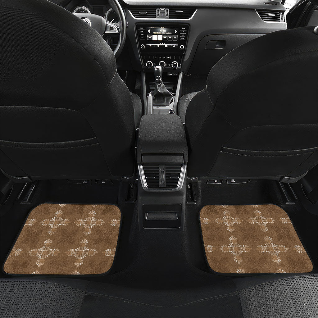 Beige Hawaii Paniolo Quilt Motif Car Mats LT05 Set 2pcs - Back Beige - Polynesian Pride