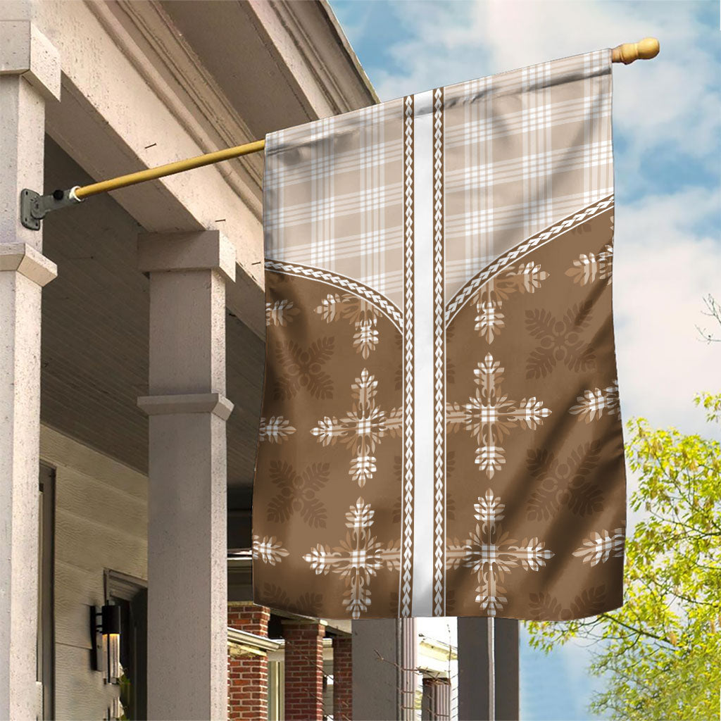 Beige Hawaii Paniolo Quilt Motif Garden Flag LT05 House Flag Beige - Polynesian Pride
