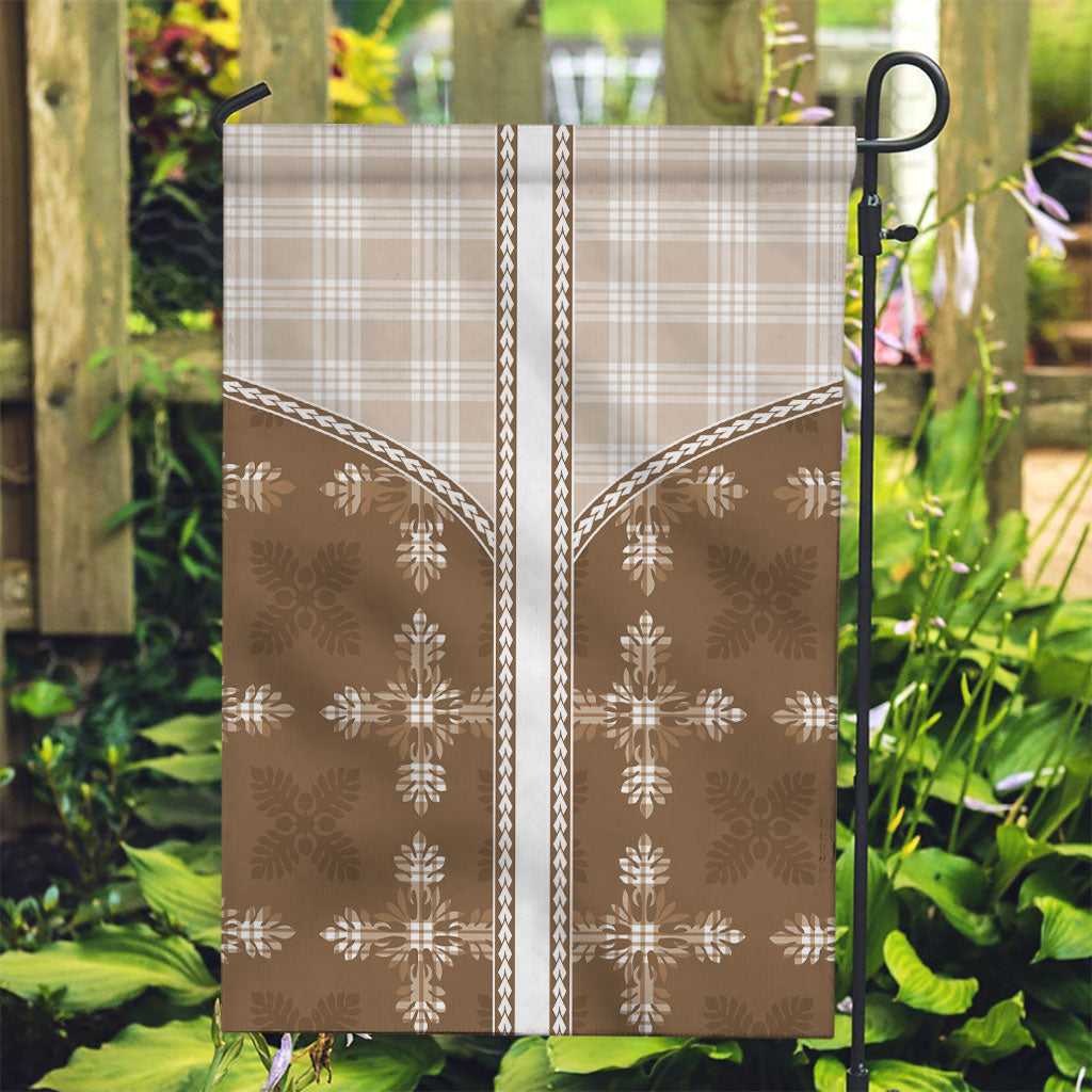 Beige Hawaii Paniolo Quilt Motif Garden Flag LT05 Garden Flag Beige - Polynesian Pride