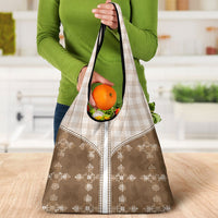 Beige Hawaii Paniolo Quilt Motif Grocery Bag LT05 - Polynesian Pride