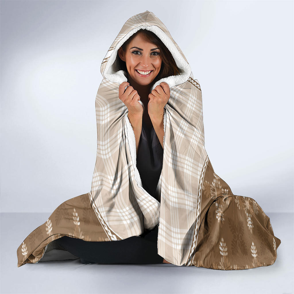 Beige Hawaii Paniolo Quilt Motif Hooded Blanket LT05 - Polynesian Pride