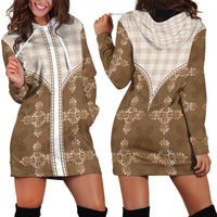 Beige Hawaii Paniolo Quilt Motif Hoodie Dress LT05 - Polynesian Pride
