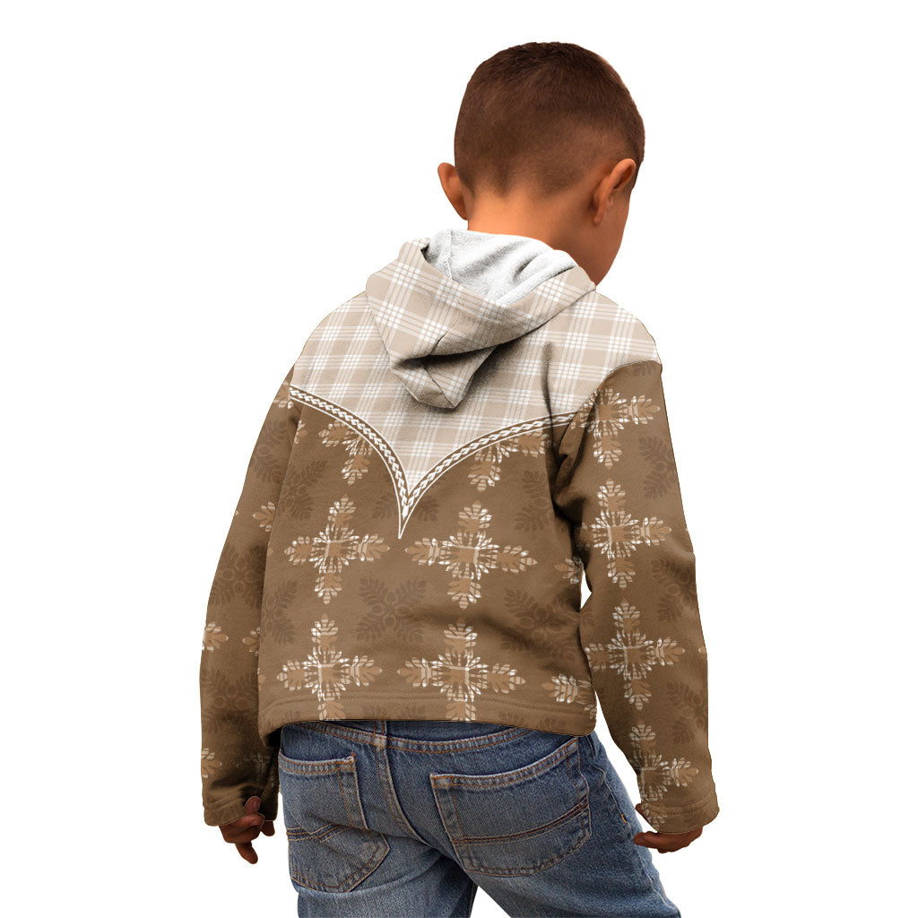 Beige Hawaii Paniolo Quilt Motif Kid Hoodie LT05 - Polynesian Pride