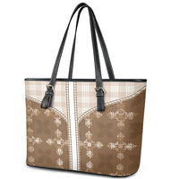 Beige Hawaii Paniolo Quilt Motif Leather Tote Bag LT05 - Polynesian Pride