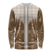 Beige Hawaii Paniolo Quilt Motif Long Sleeve Shirt LT05 Unisex Beige - Polynesian Pride