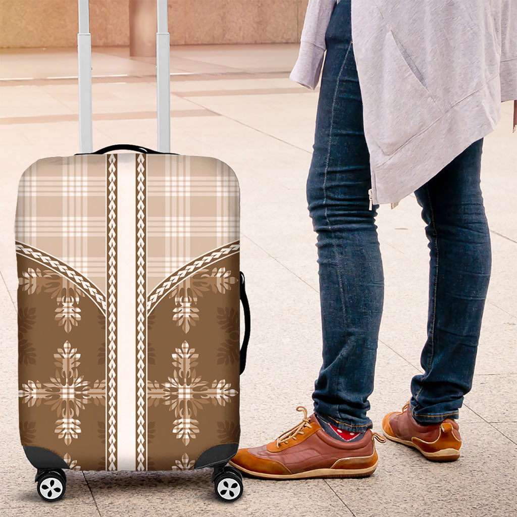 Beige Hawaii Paniolo Quilt Motif Luggage Cover LT05 Beige - Polynesian Pride