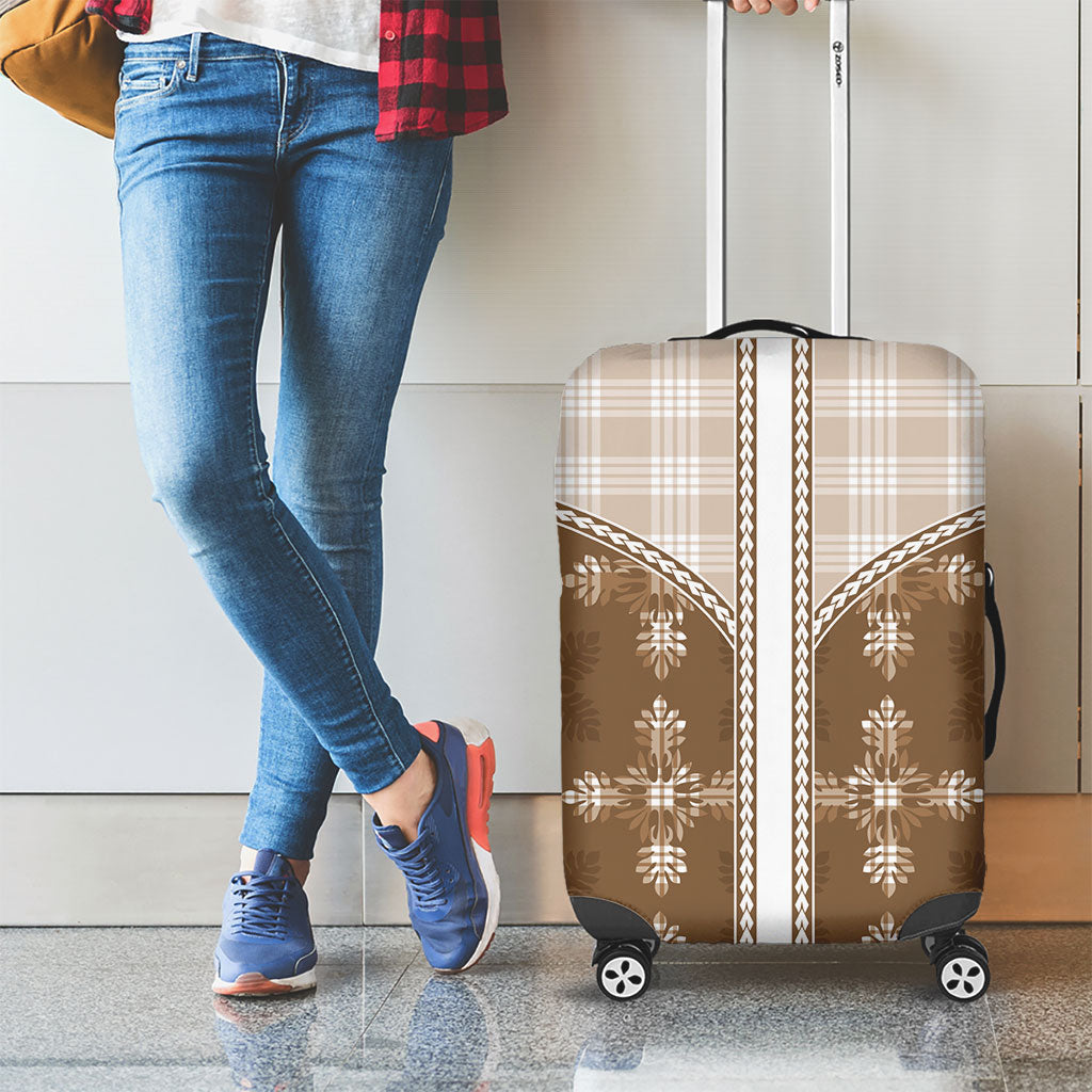 Beige Hawaii Paniolo Quilt Motif Luggage Cover LT05 - Polynesian Pride