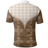 Beige Hawaii Paniolo Quilt Motif Polo Shirt LT05 - Polynesian Pride