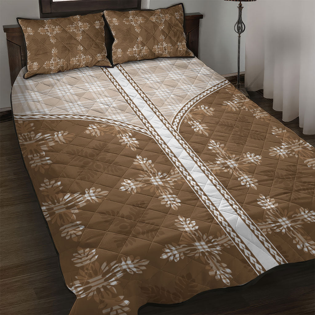 Beige Hawaii Paniolo Quilt Motif Quilt Bed Set LT05 Beige - Polynesian Pride