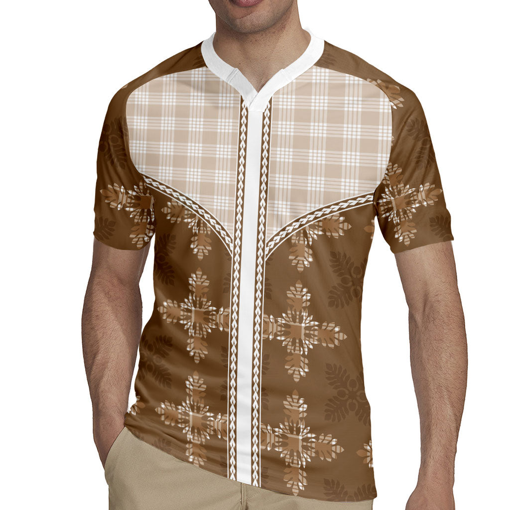 Beige Hawaii Paniolo Quilt Motif Rugby Jersey LT05 - Polynesian Pride