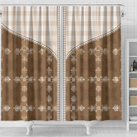 Beige Hawaii Paniolo Quilt Motif Shower Curtain LT05 - Polynesian Pride