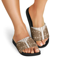 Beige Hawaii Paniolo Quilt Motif Slide Sandals LT05 - Polynesian Pride