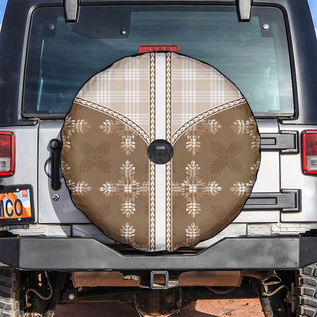Beige Hawaii Paniolo Quilt Motif Spare Tire Cover LT05 Beige - Polynesian Pride