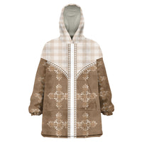 Beige Hawaii Paniolo Quilt Motif Wearable Blanket Hoodie LT05 One Size Beige - Polynesian Pride