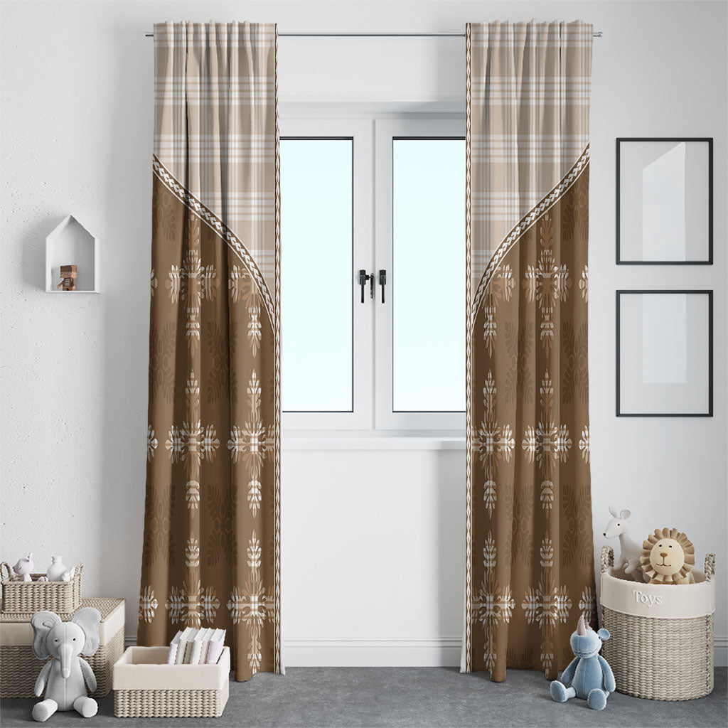 Beige Hawaii Paniolo Quilt Motif Window Curtain LT05 - Polynesian Pride