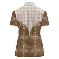 Beige Hawaii Paniolo Quilt Motif Women Polo Shirt LT05 - Polynesian Pride
