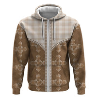 Beige Hawaii Paniolo Quilt Motif Zip Hoodie LT05 Zip Hoodie Beige - Polynesian Pride