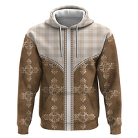 Beige Hawaii Paniolo Quilt Motif Zip Hoodie LT05 Pullover Hoodie Beige - Polynesian Pride