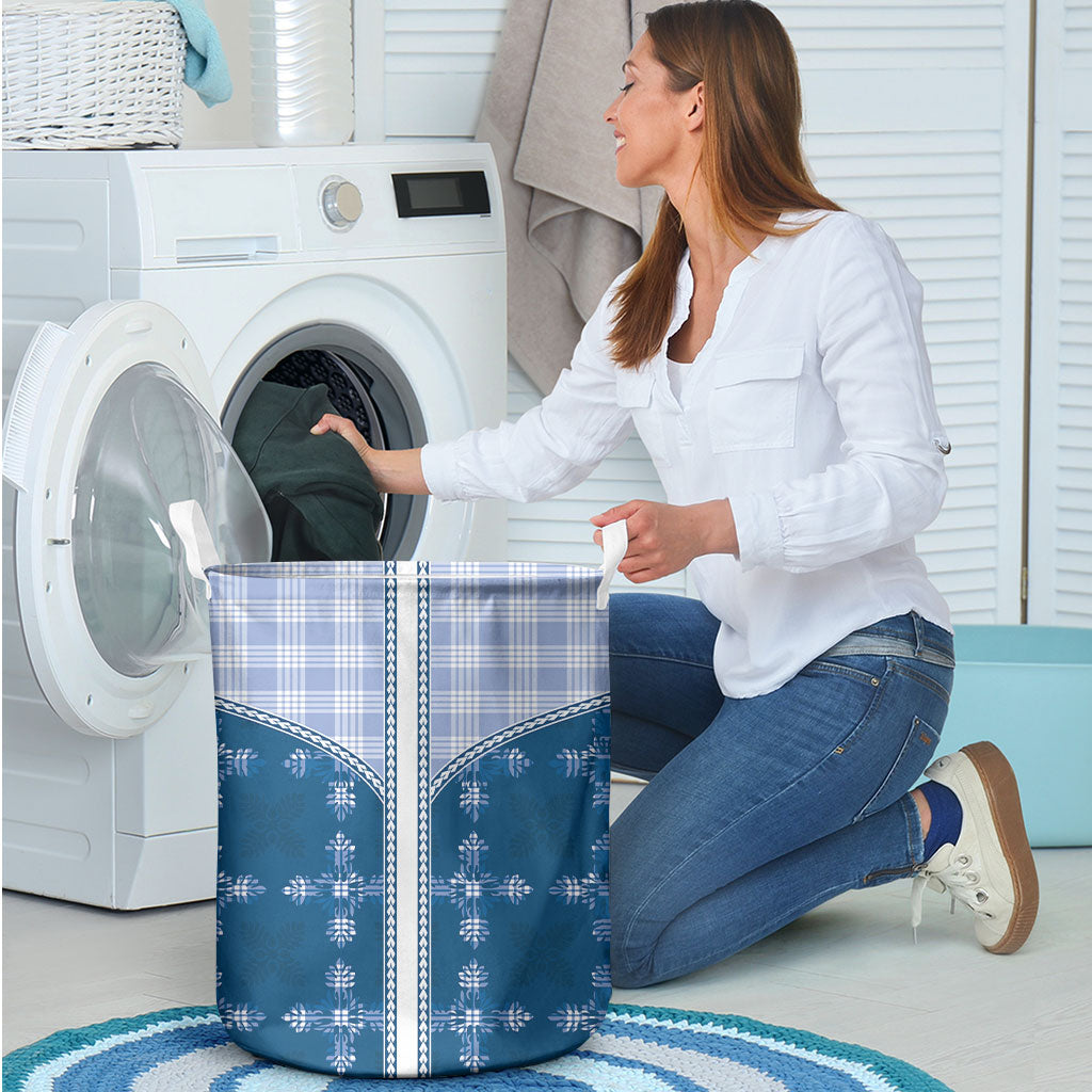 Blue Hawaii Paniolo Quilt Motif Laundry Basket LT05 - Polynesian Pride