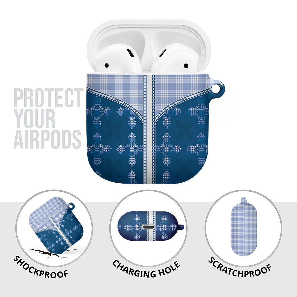 Blue Hawaii Paniolo Quilt Motif AirPods Case LT05 - Polynesian Pride