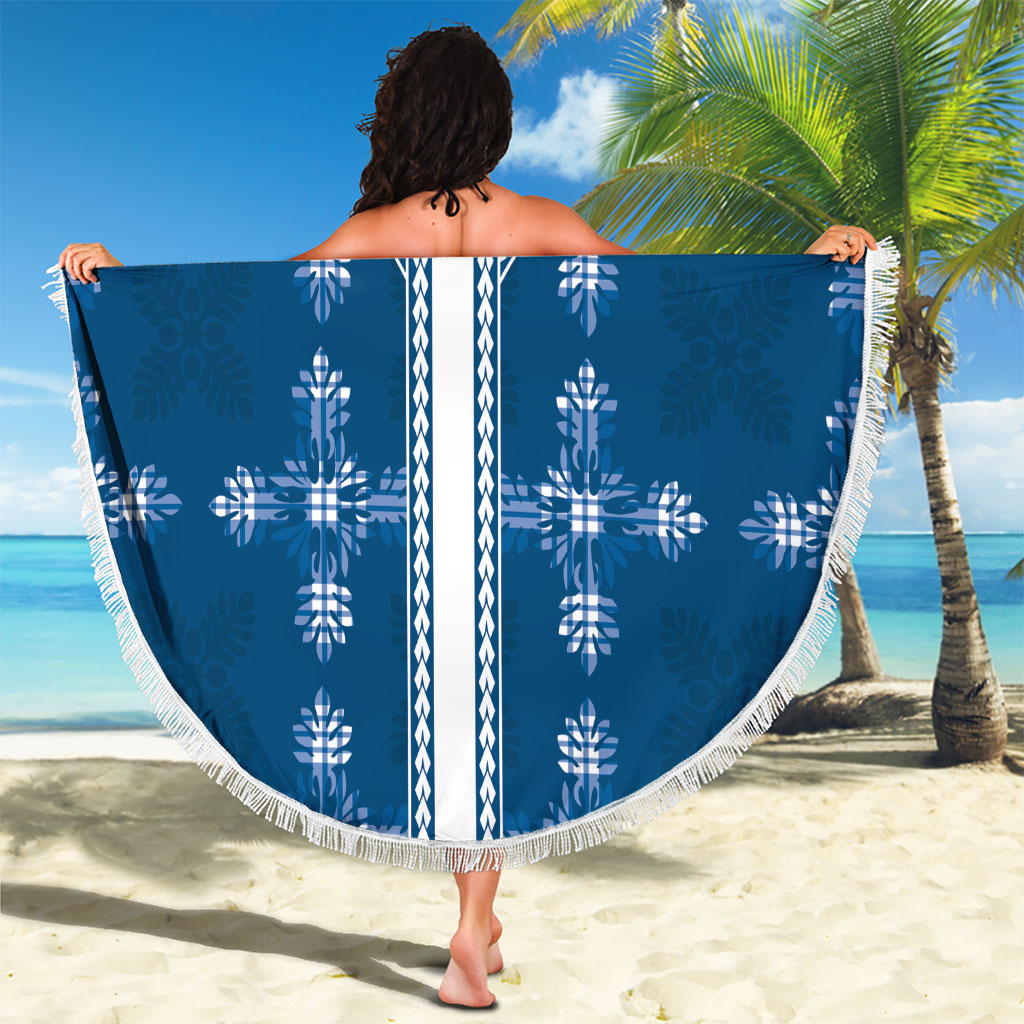 Blue Hawaii Paniolo Quilt Motif Beach Blanket LT05 - Polynesian Pride