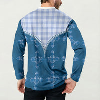 Blue Hawaii Paniolo Quilt Motif Button Sweatshirt LT05 - Polynesian Pride